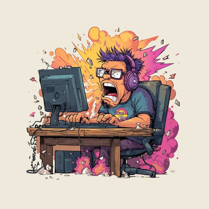 Gaming Rage Explosion – Gamer in Rage Mode