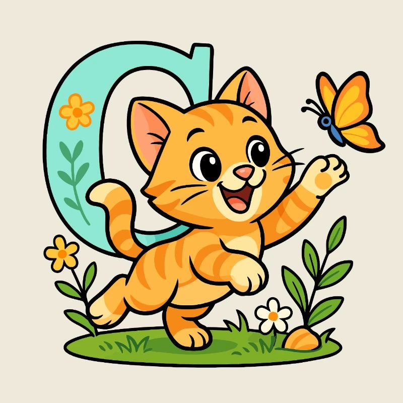 c comme... chat ! Design alphabet mignon