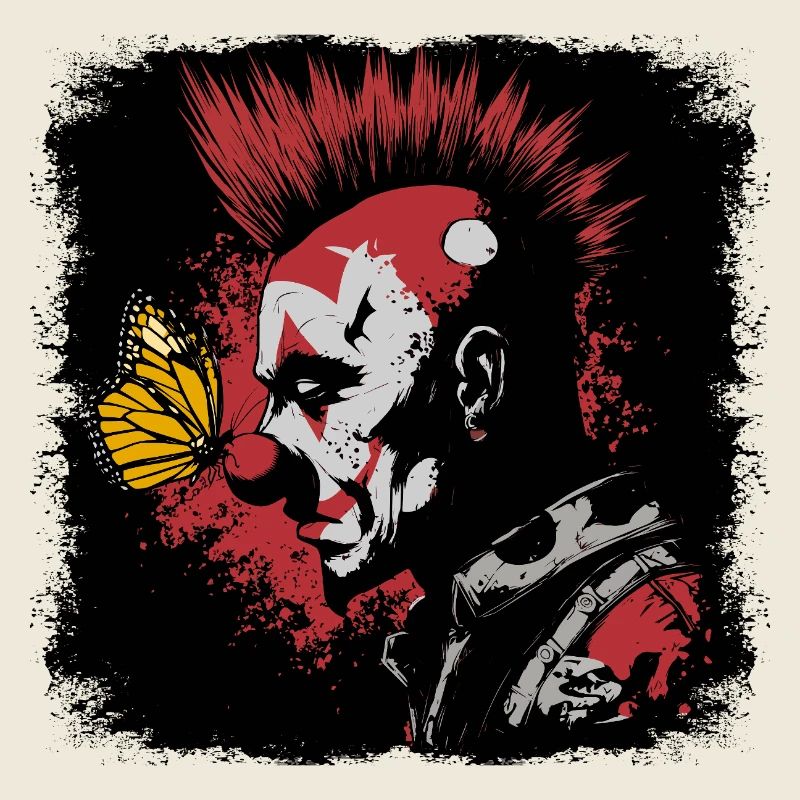 Scary clown and butterfly