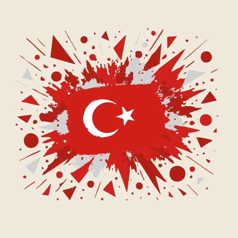 Turkish flag with Artistic Splash Rain