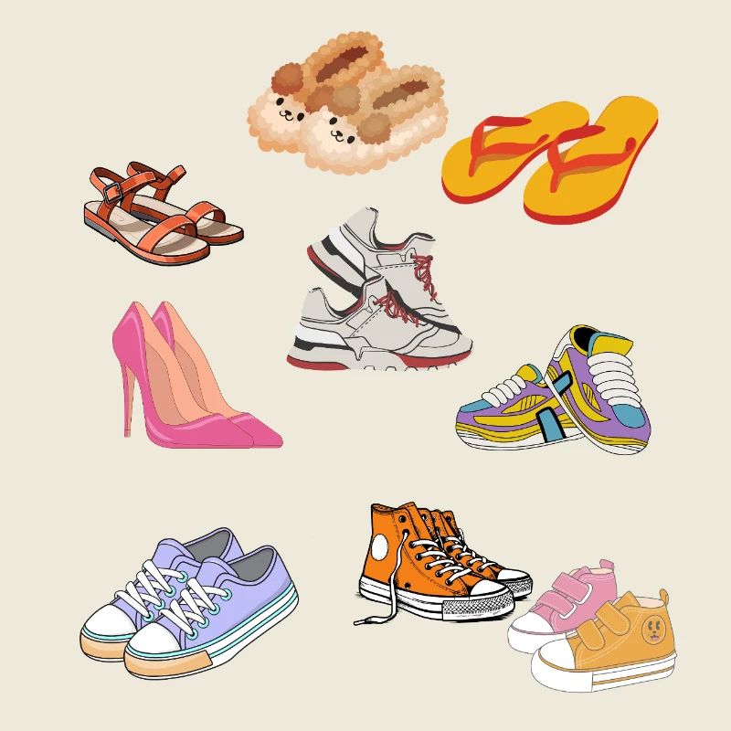 Collection de pantoufles et de baskets pastel mignonnes