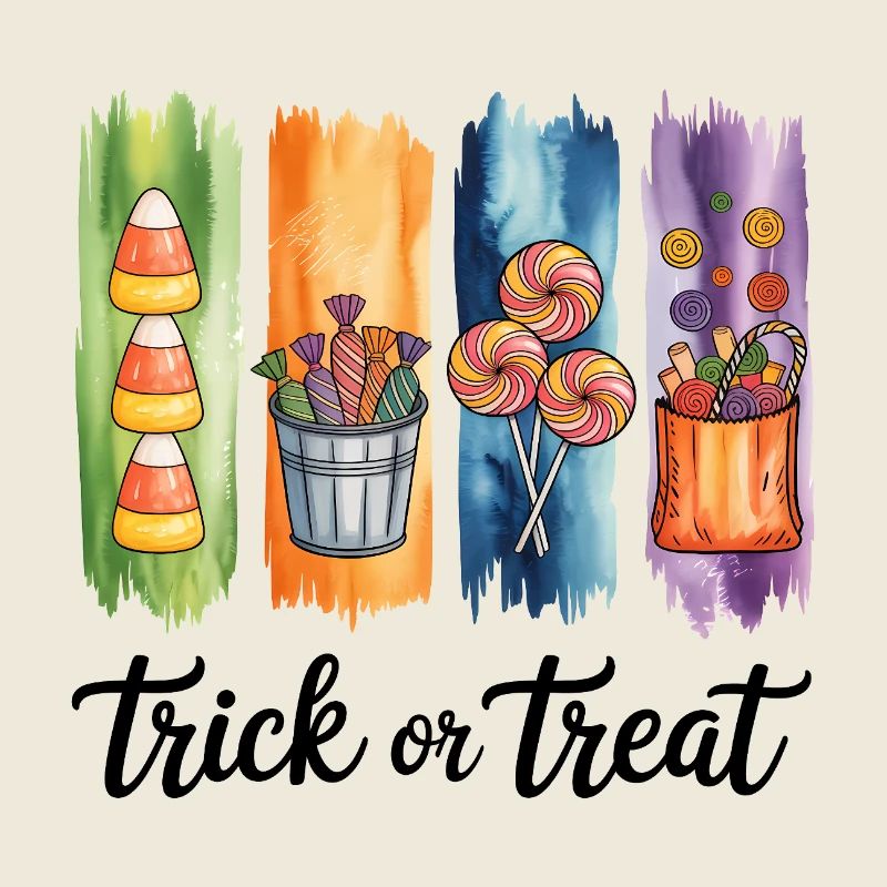 Süßes oder Saures Süßigkeiten und Süßigkeiten Aquarell Design