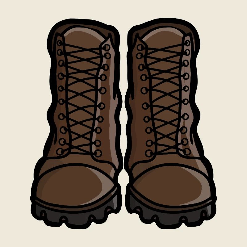 Classic Hiking Retro Boots Illustration