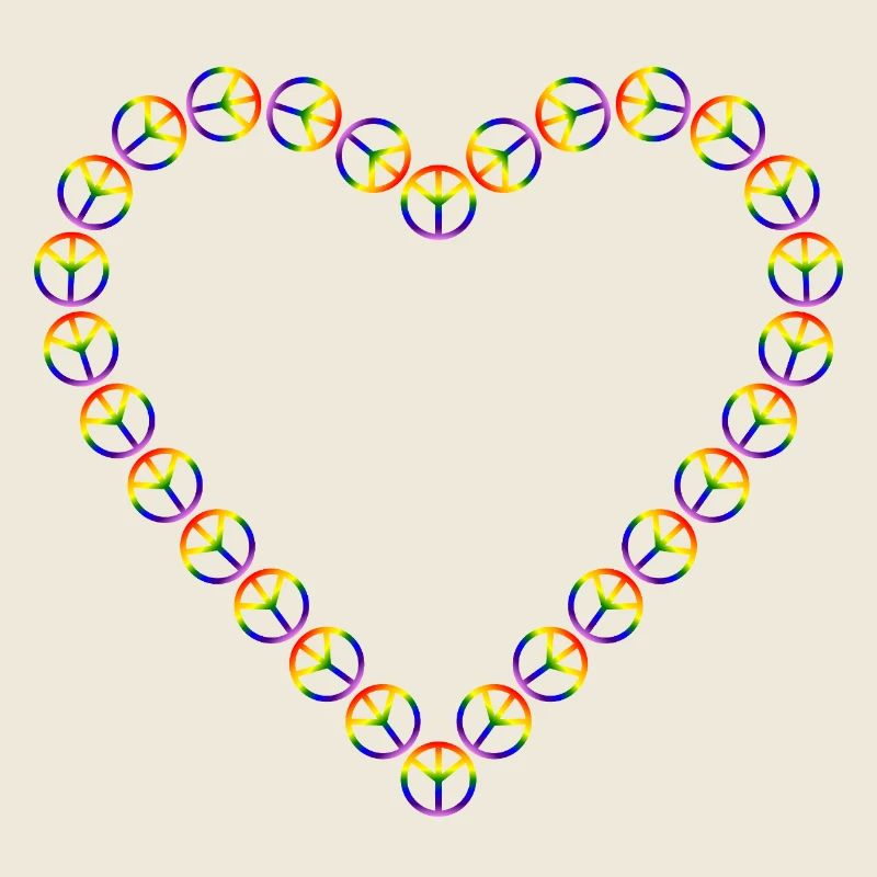 Rainbow Peace Heart Pattern