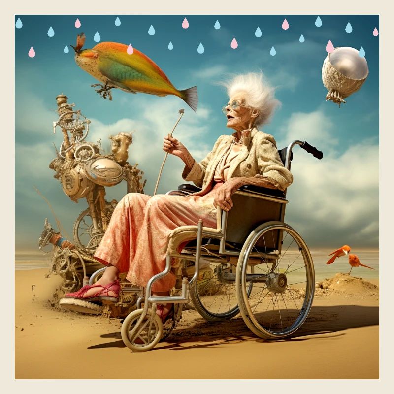 Surreal Senior Space Beach Fish Adventure