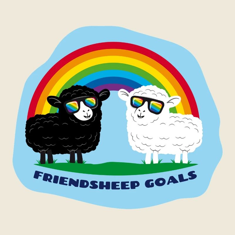 Freundschafts-Schafe mit Regenbogen