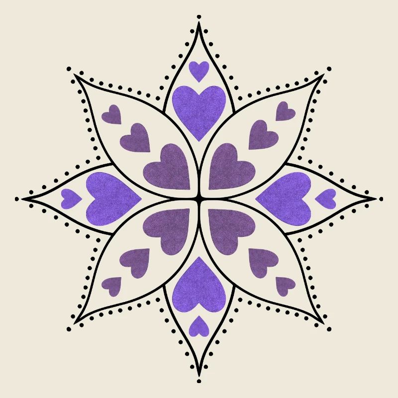 Mandala cœurs violets