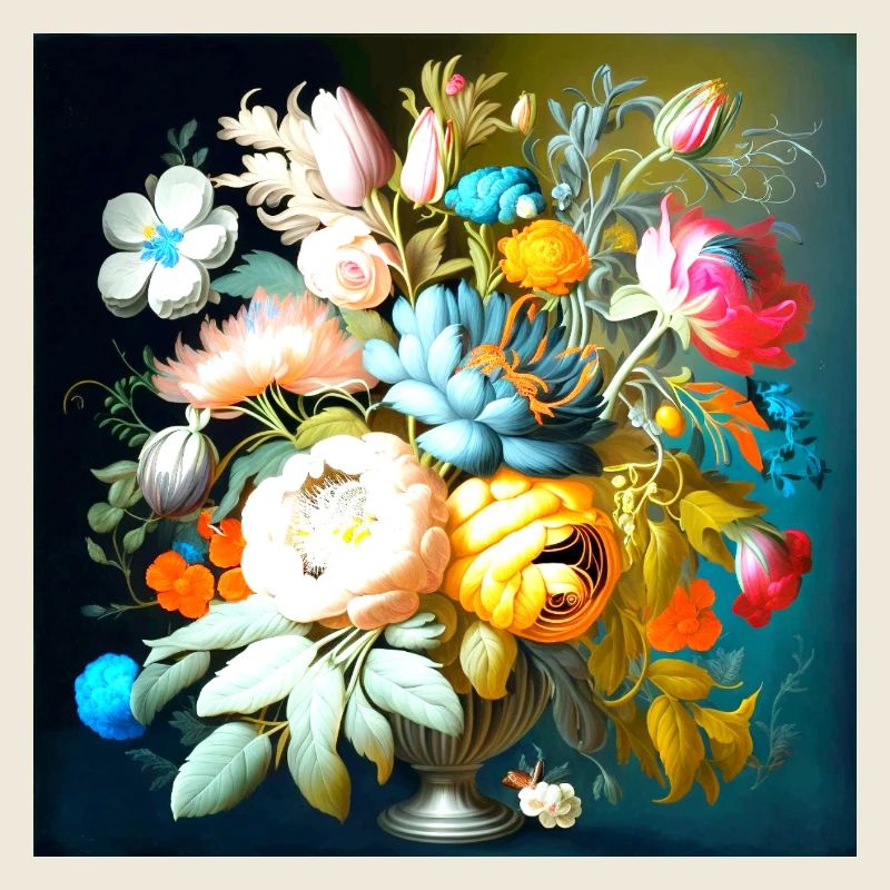 Blumenstrauß Stillleben auf dunkel alter Stil