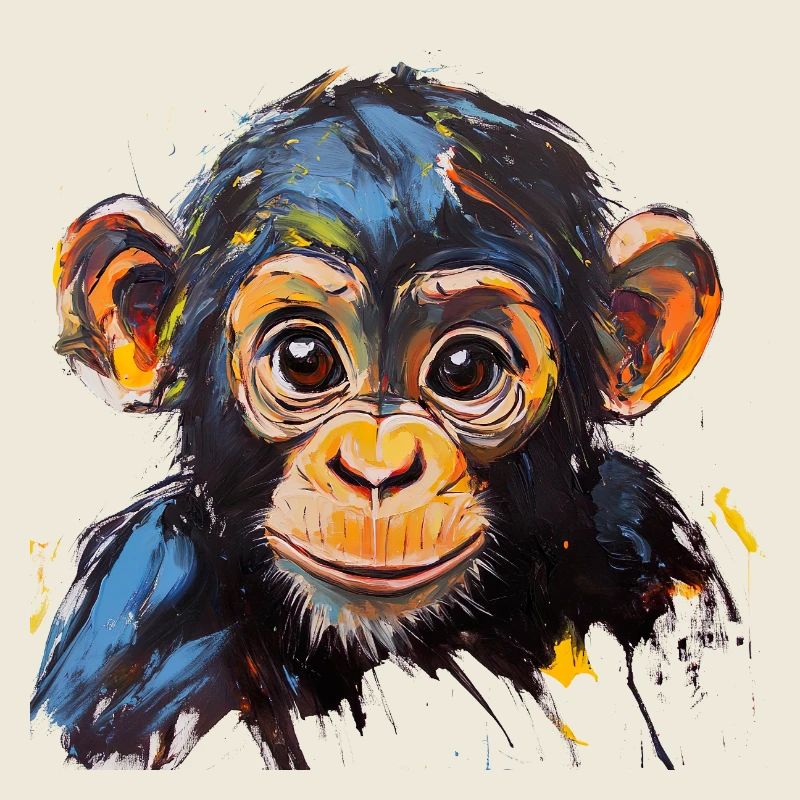 Conception d’art expressive de portrait de bébé singe