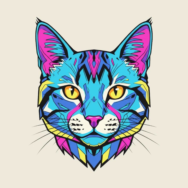 Portrait de chat néon