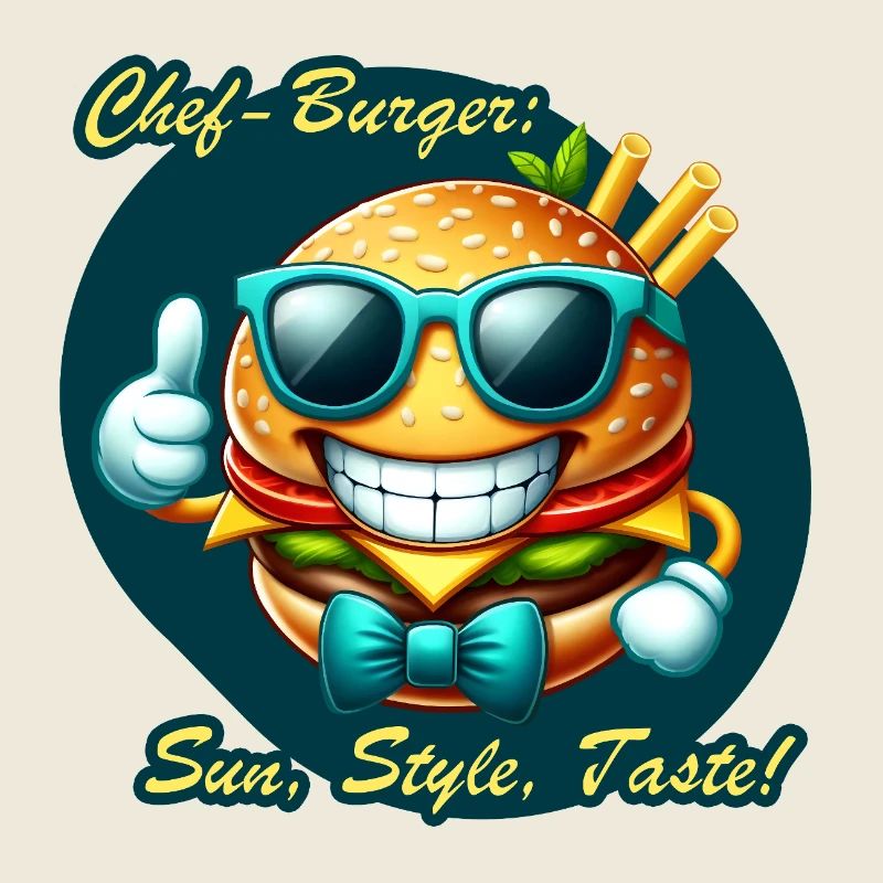 Sunny Chef Burger Dessin animé Design