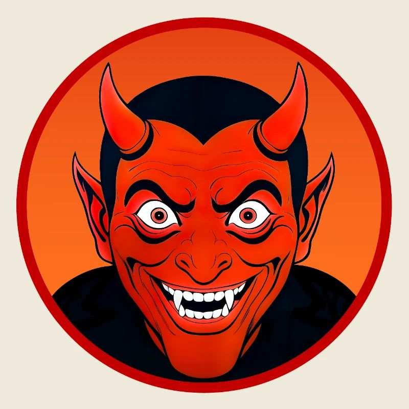 Tête de diable démoniaque avec corne