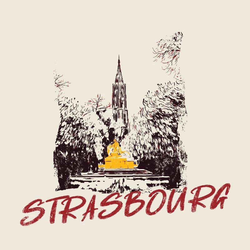 Strasbourg Cathedral – Duotone illustration