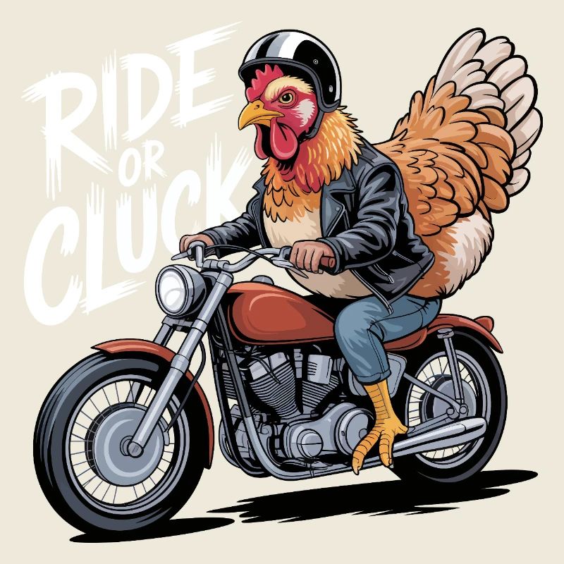 Rooster Biker: Lederjacke auf dem Fahrrad