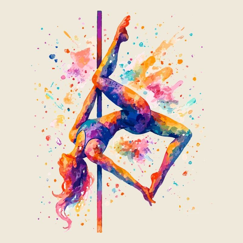 Pole Dance Pole Dancer Aquarelle Cadeau coloré