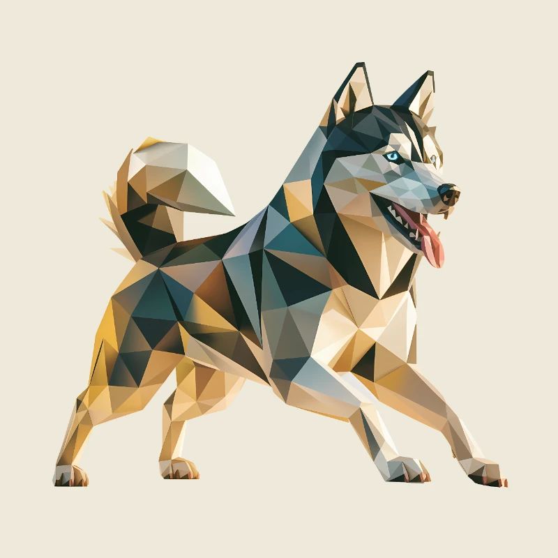 Siberian Husky - Cooles Low Poly Logo