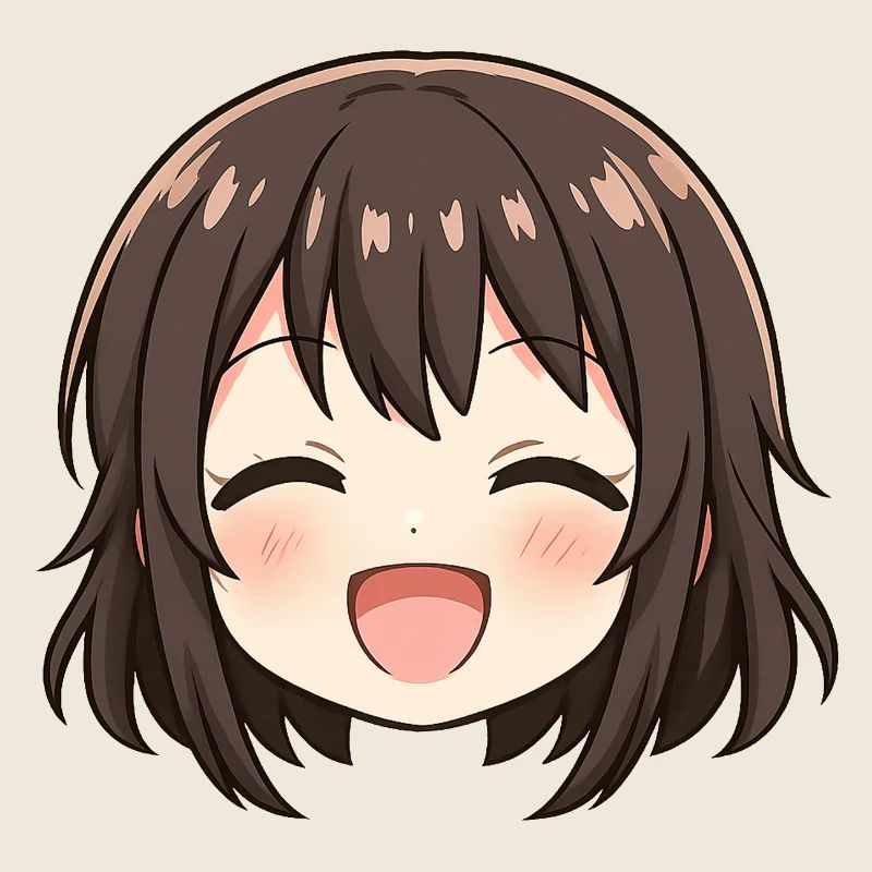 Chibi Gesicht Braunes Lächeln