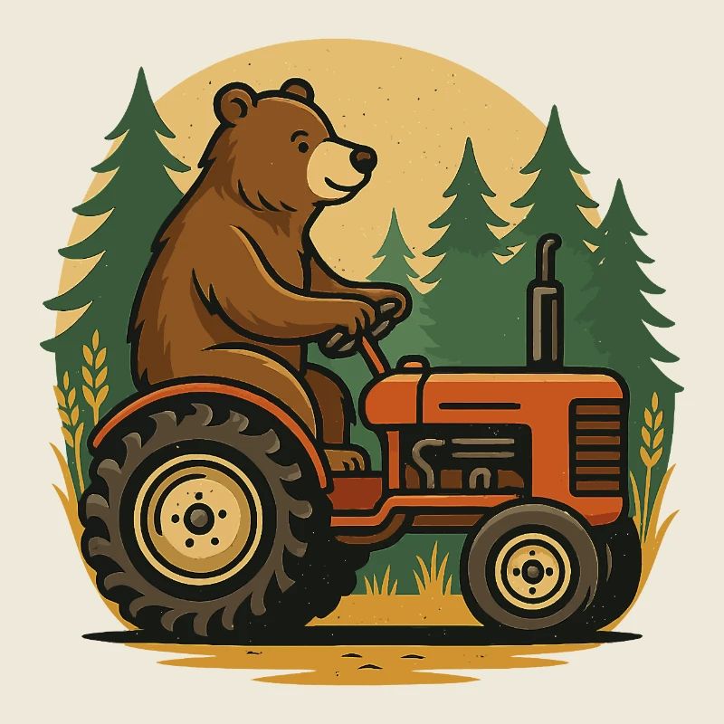 Bärenfarmer im Traktor