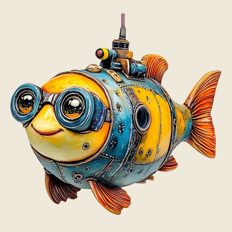 Poisson steampunk avec des lunettes