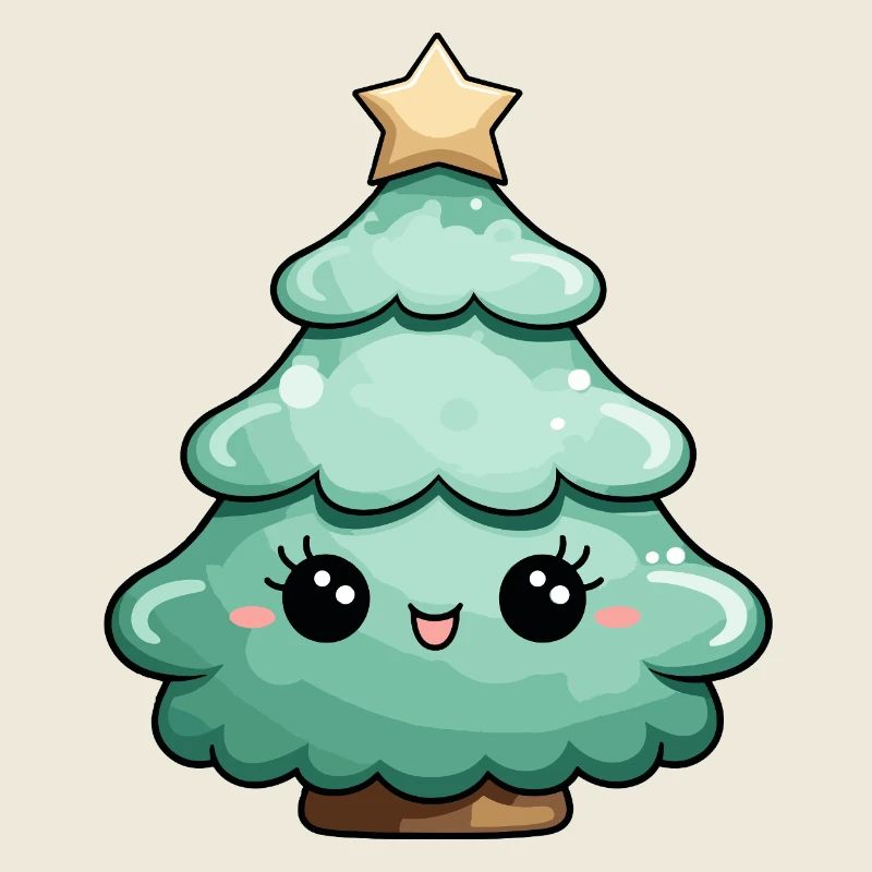 Arbre de Noël de dessin animé mignon avec étoile