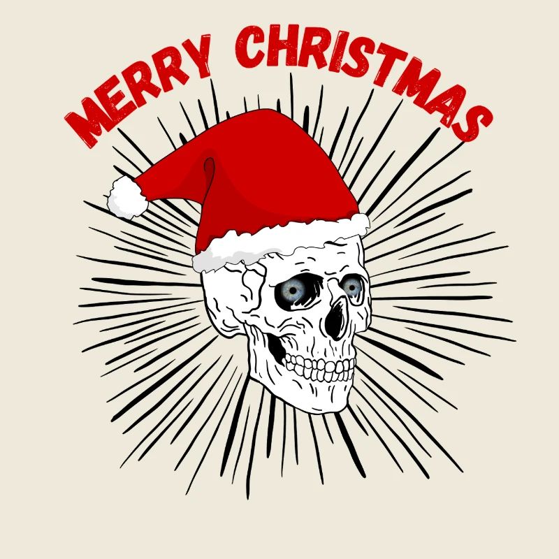 Weihnachtsschädel mit rotem Gothic Hut