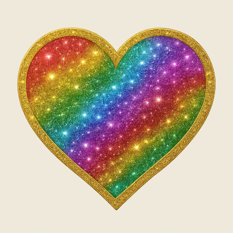 Regenbogenherz mit Goldrand