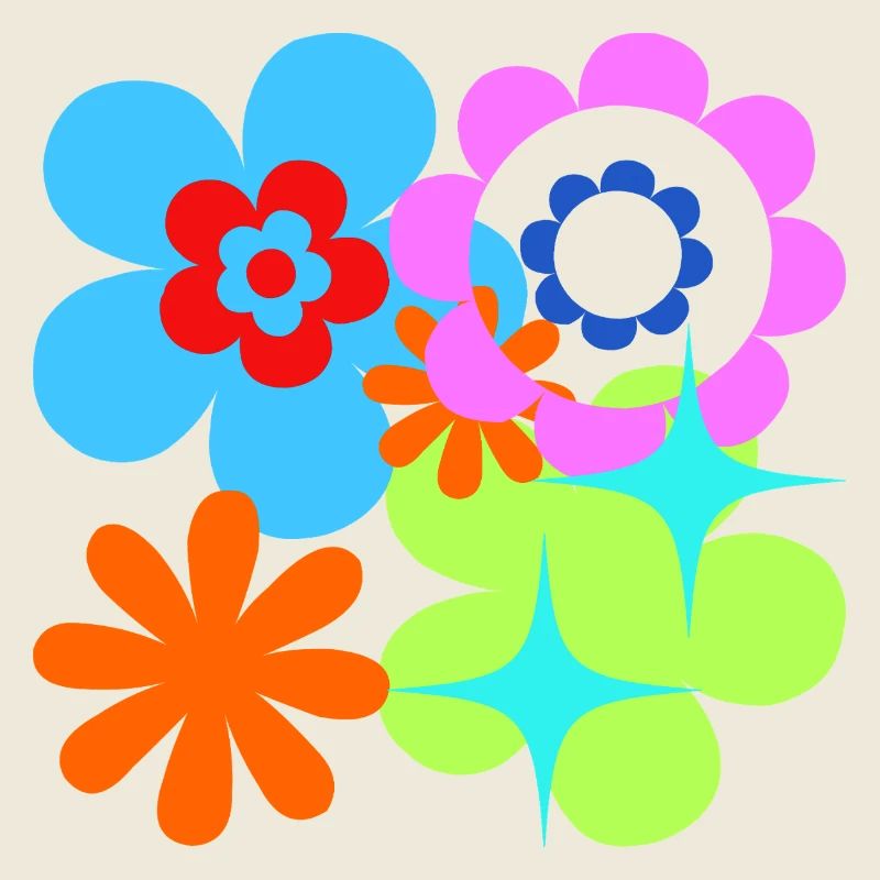 Kunterbunte Blüten und Sterne Psychedelische Flora