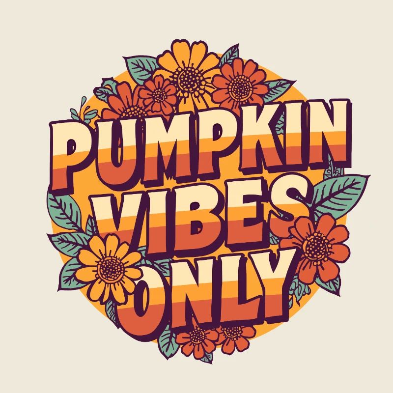 Pumpkin Vibes Only – Retro Typografie mit Herbstbl