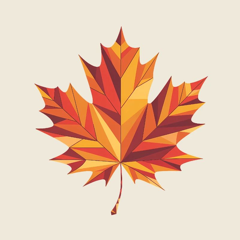 Feuille d’automne - Logo Low Poly cool