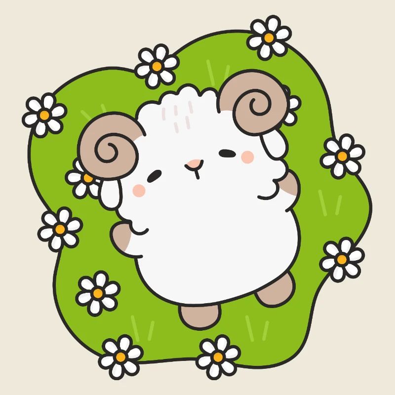 Enchanted sheep in spring