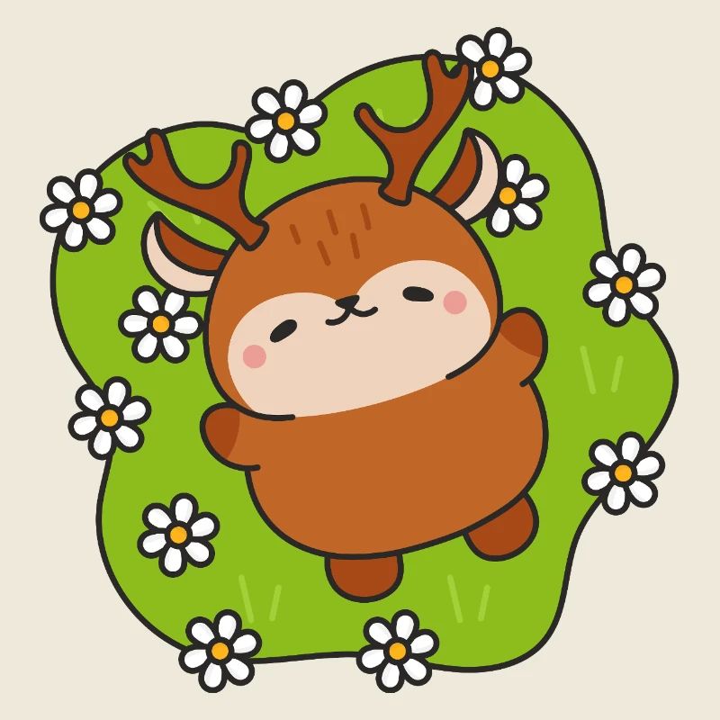Merry deer among daisies