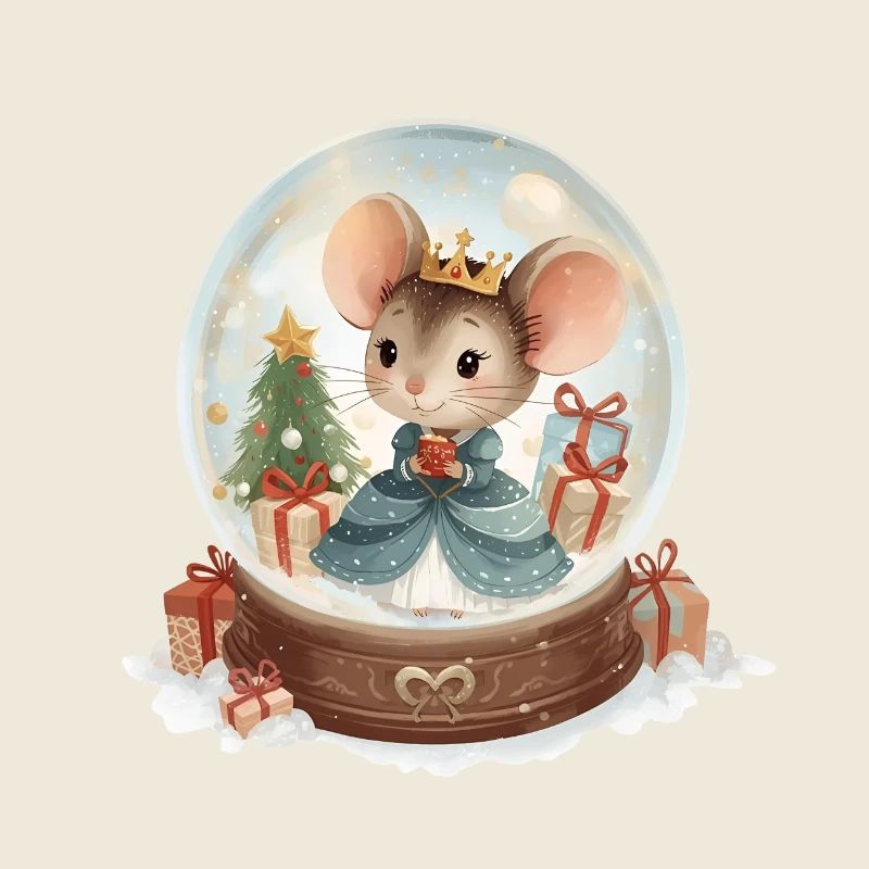 Mouse Princess Snow Globe Christmas Design