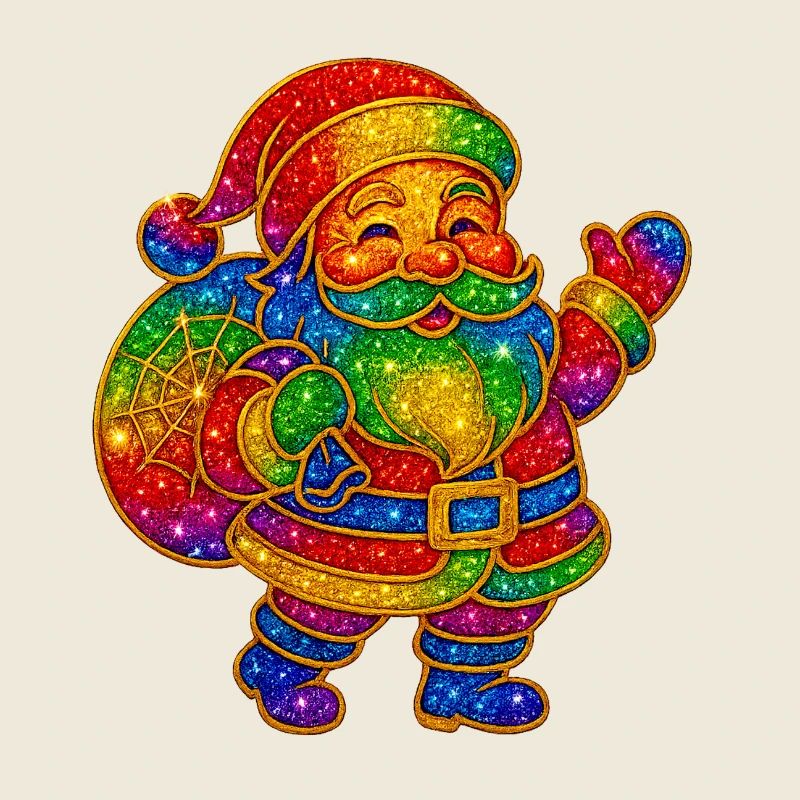 Regenbogen Glitzer Santa Motiv