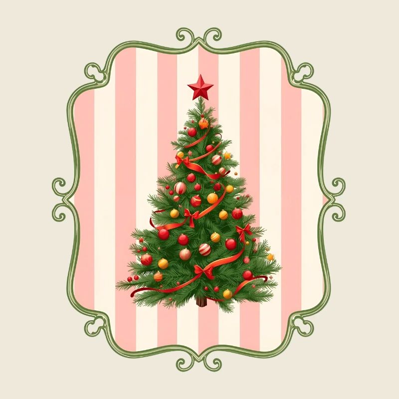Vintage Christmas Tree Retro Design