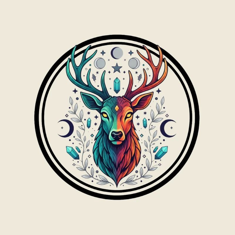 Cerf arc-en-ciel Lune de cristal