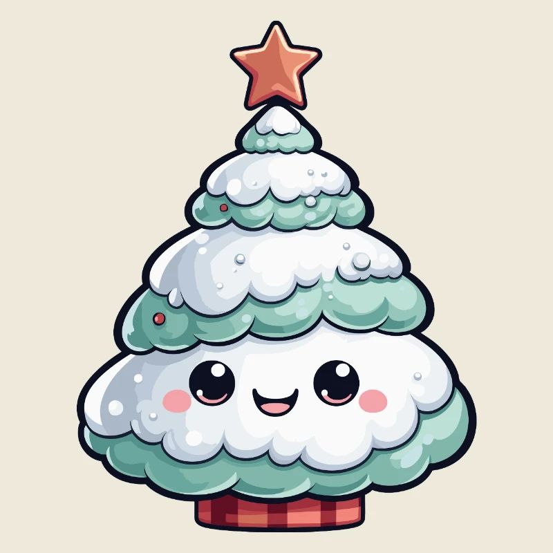 Pastellfarbener schneebedeckter Baum Stern