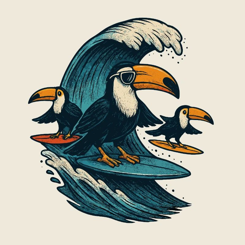 Toucan Cool Surf Wave Art