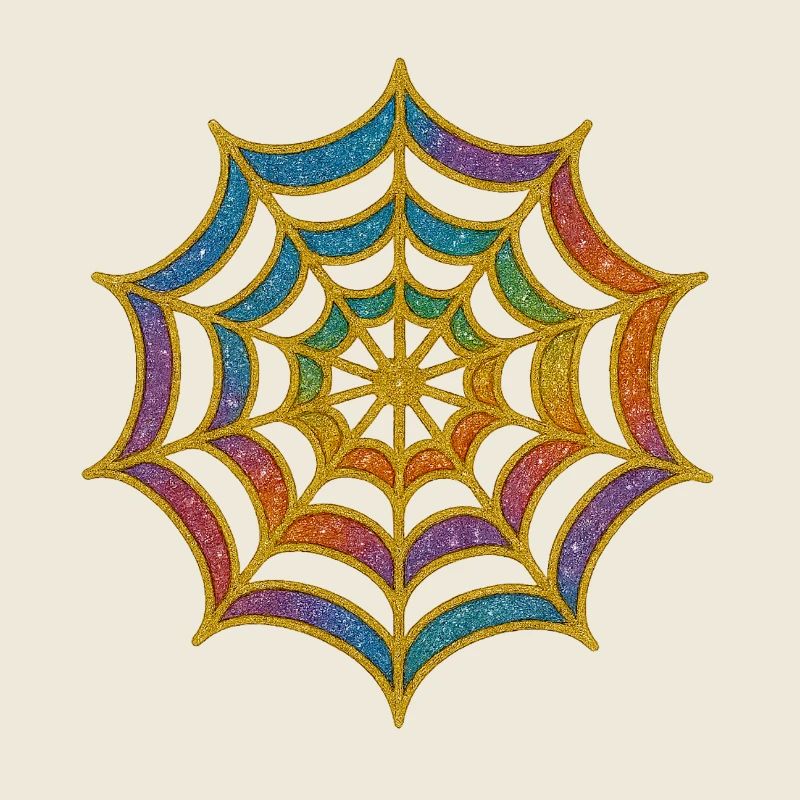 Spider Web | Rainbow Spider Web Gold Glitter