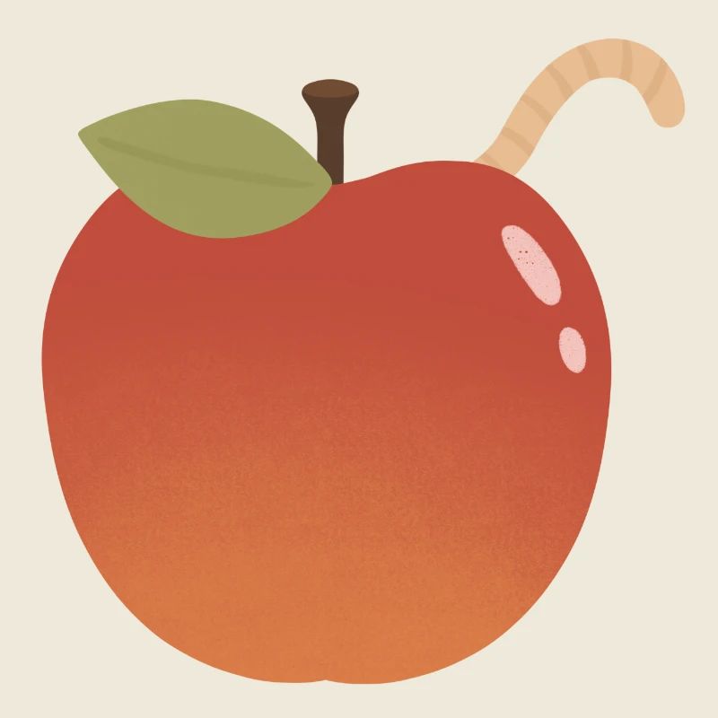 Pomme avec accent de ver incurvé