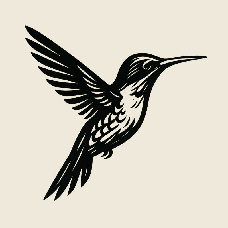 Gold Line Hummingbird Silhouette