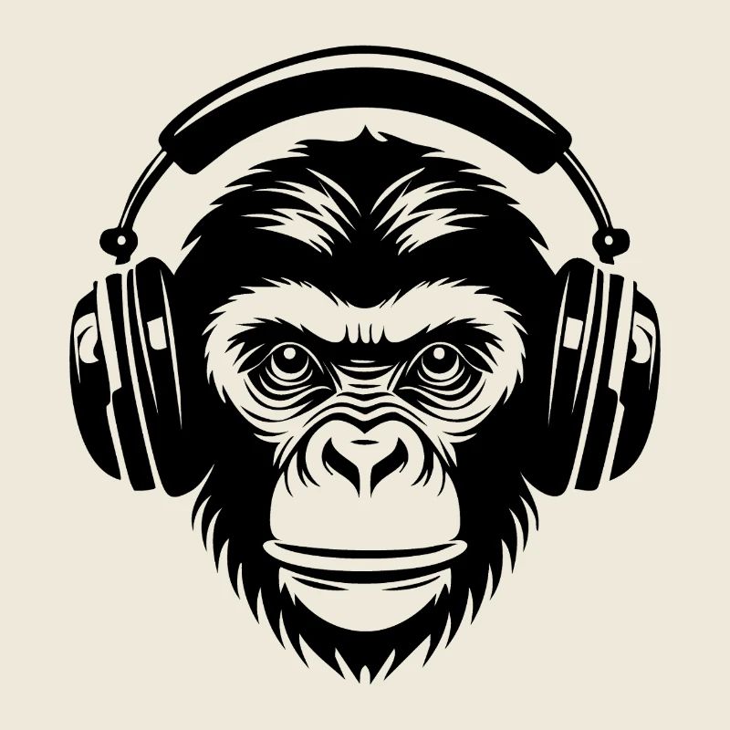 Singe de dessin animé concentré avec casque Chemise