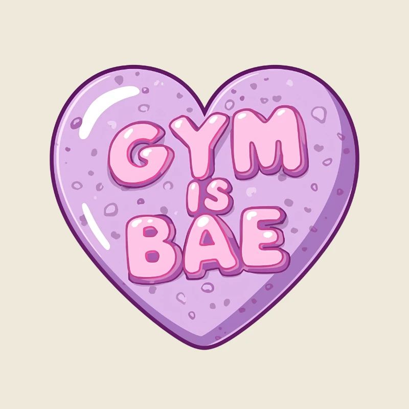 Gym Is Bae Bubble Heart Pastel Cartoon