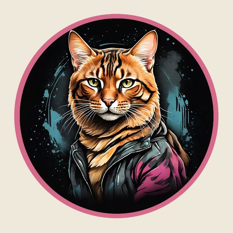 Bengalkatze im Neonlederjacke