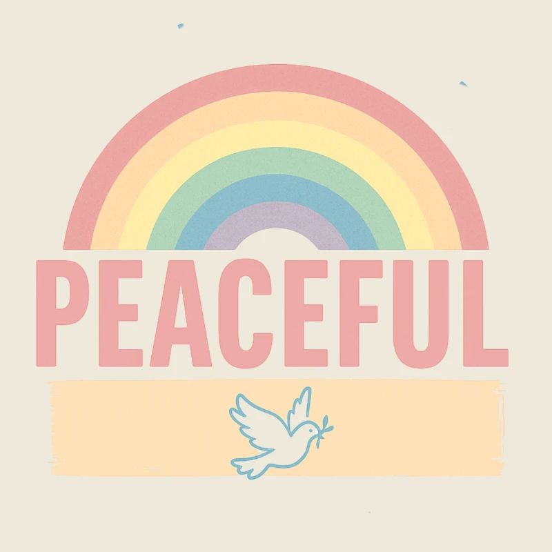 Peaceful – Regenbogen & Friedenstaube Retro Design