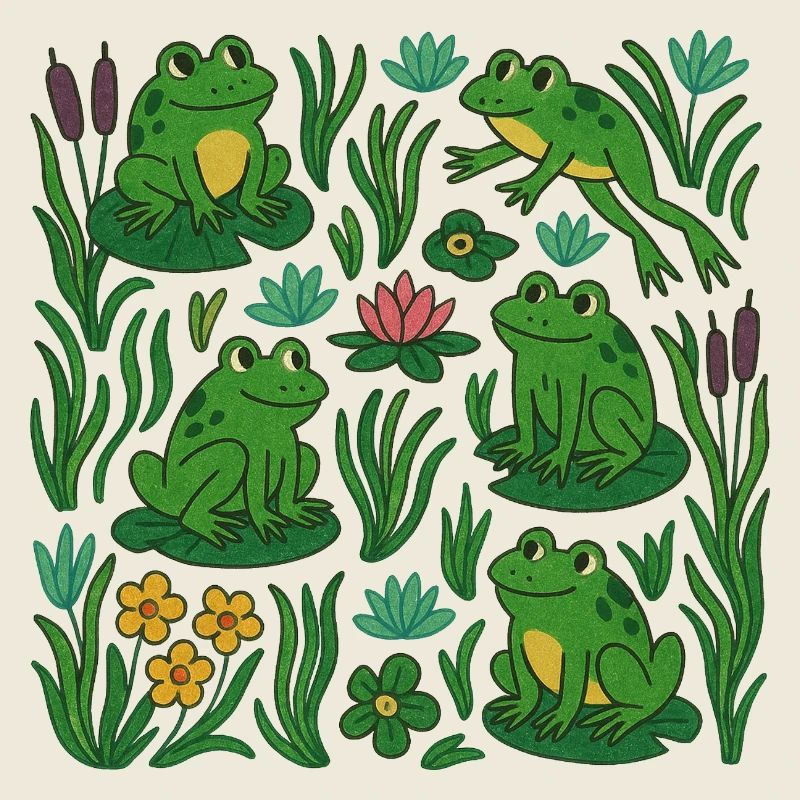 Verdant Frog Pond Scene