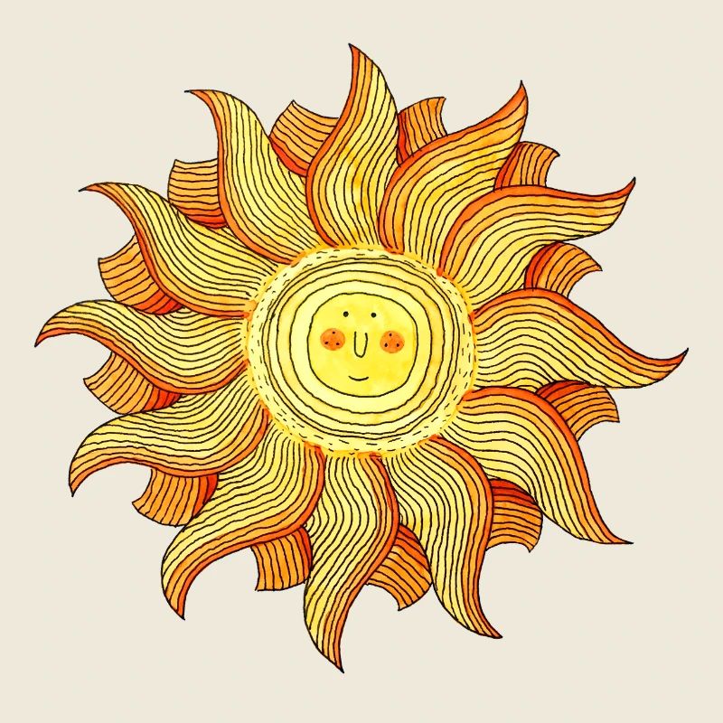 Soleil souriant style aquarelle