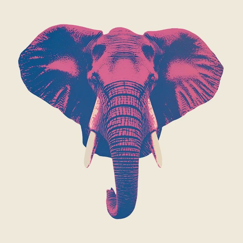 Colorful Elephant Head — Bold Pop Art Design