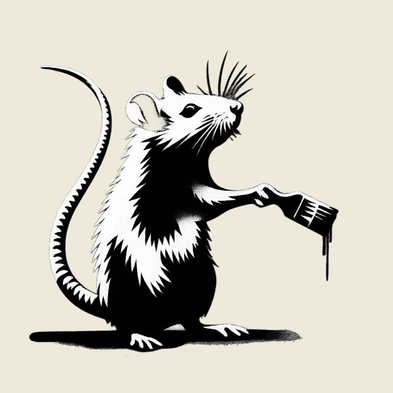 Ratte malt Tropfenfarbe | Eigener Spruch