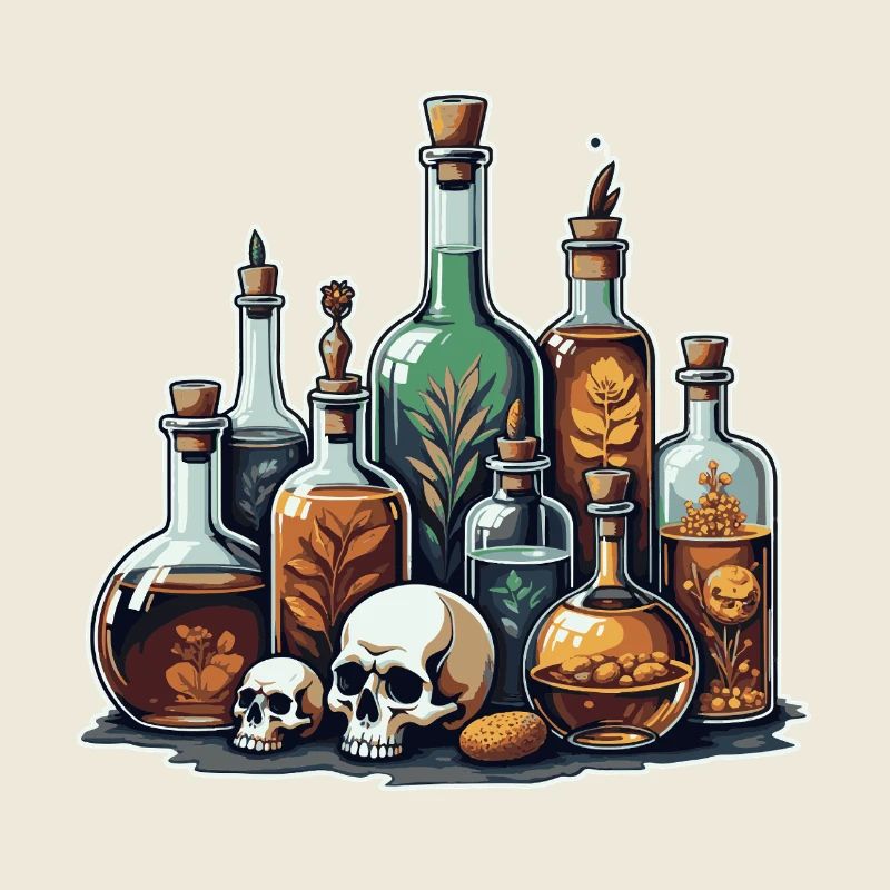 Alchemie Fläschchen Schädel Design