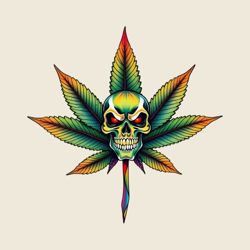 Rainbow Skull Cannabis Leaf
